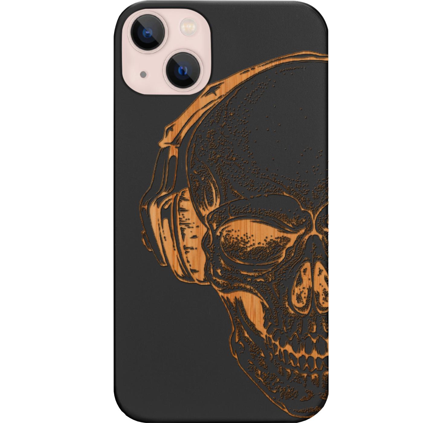 Skull with Headphones - Engraved Phone Case