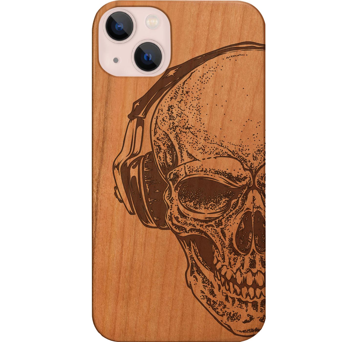 Skull with Headphones - Engraved Phone Case