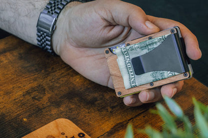 Personalized Card Holder - Elephant 2 - Wooden Slim Wallet For Men