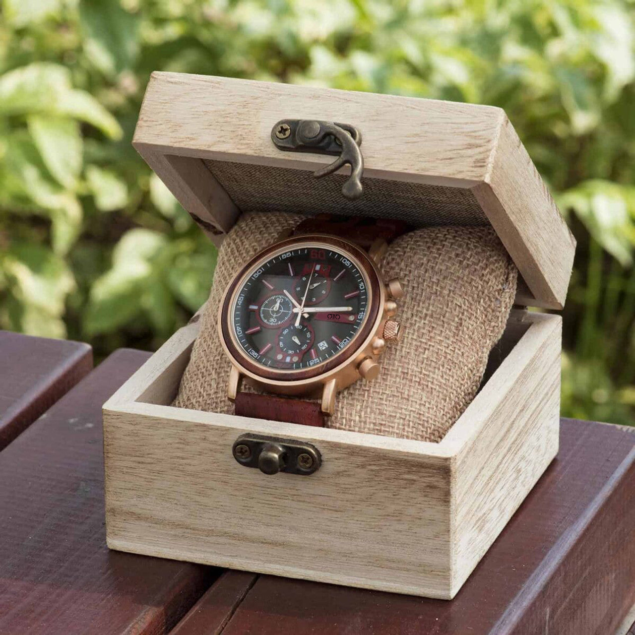 OTTO Wood Watch - Amaranth Wood and Stainless Steel Handmade Men’s Wooden Watches – Gawaine S18-5