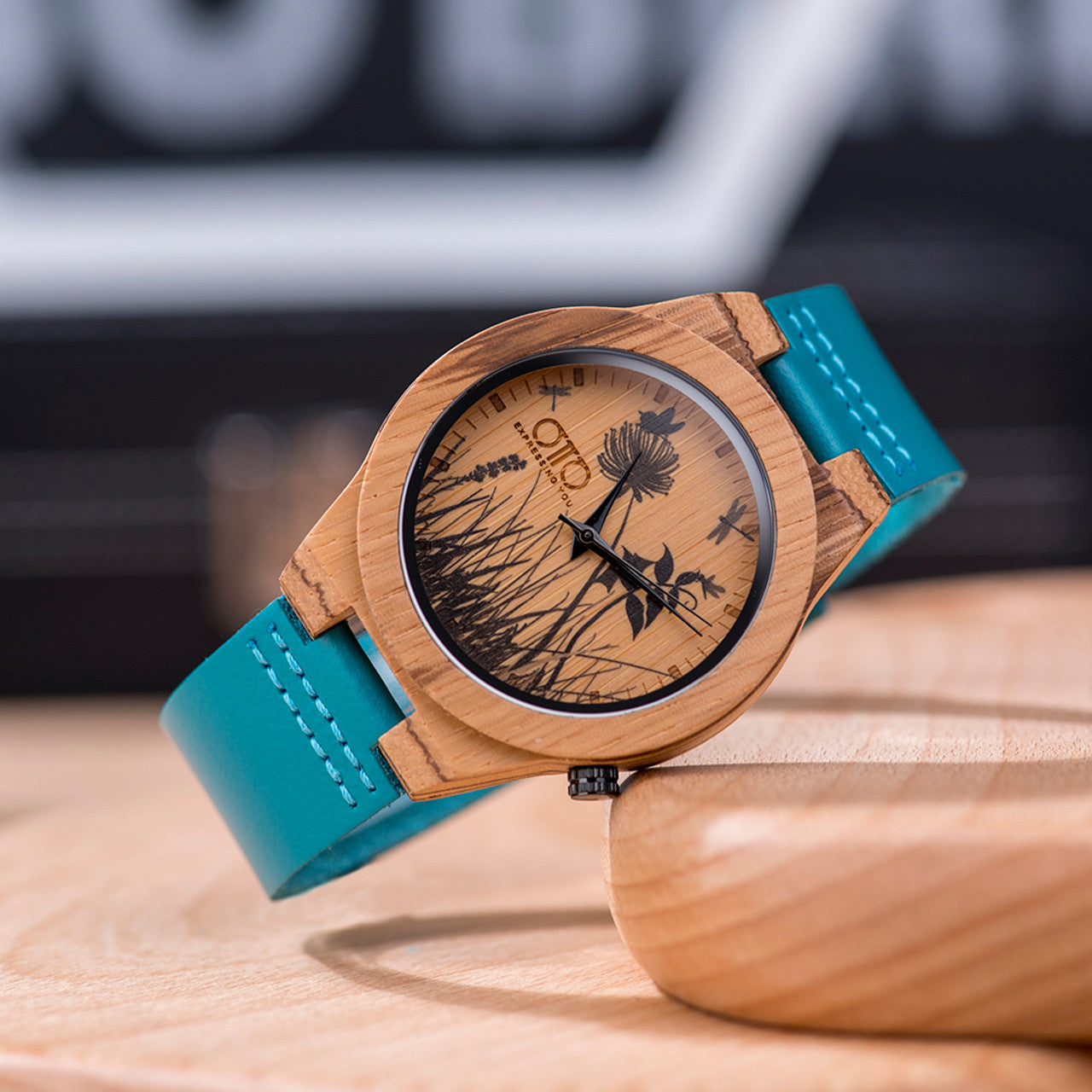 Personalized Bamboo Watch with Leather Straps in Rustic - Teals Prairie &  Co.®