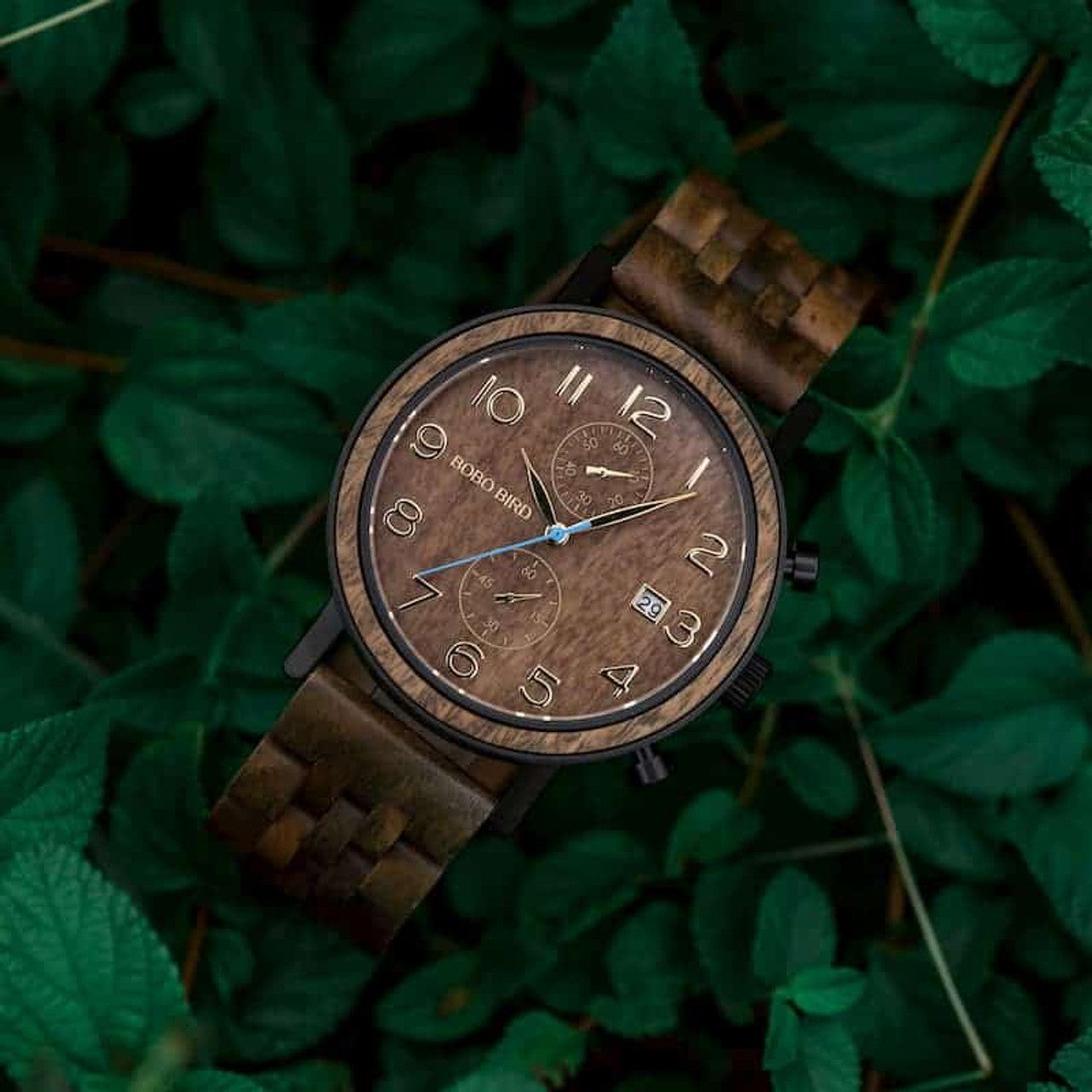 OTTO Wood Watch - Men’s Classic Handmade Maple Wooden Watch Natural Wooden Dial with Date Display Chronograph Watches - Socrates S08-3