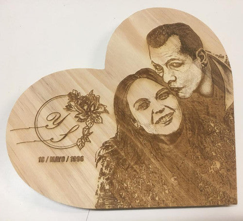 Wood Block - Personalized Photo Engraved Wood Block | Wedding & Anniversary Gift