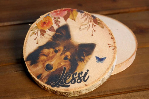 Circle Wood Block - Cartoonize Your Memories with Your Pet - Engraved Wood Block Gift for Pet Lovers